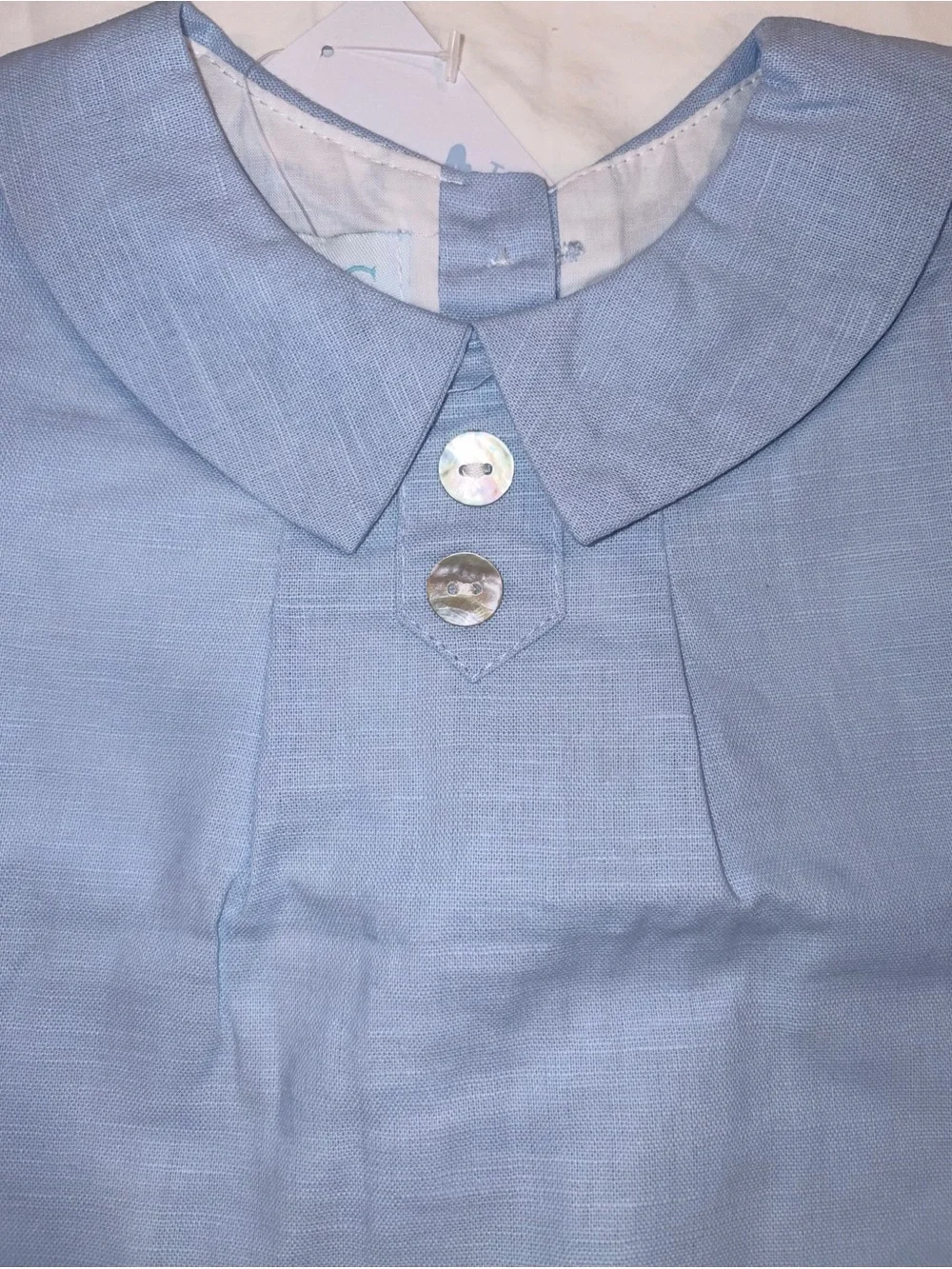The Oaks Apparel Co Joseph Blue Linen Short Set fully lined sz 12 months NWT